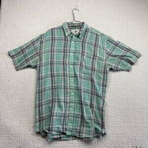 Vintage Arnold Palmer Button Front Shirt Men L Retro Mint Green / Blue Plaid